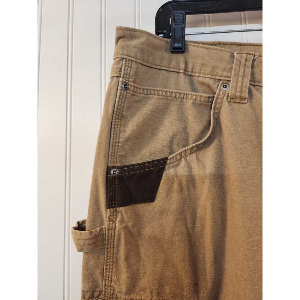 Wrangler Workwear Mens Cargo Canvas Pants Tan Ripstop Reinforced Knee 36x32 - Picture 5 of 15